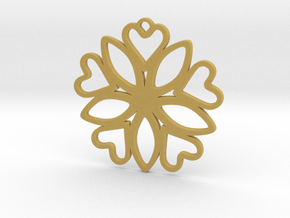 Heart Pendant - Floral  in Tan Fine Detail Plastic