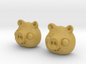 Pig earrings in Tan Fine Detail Plastic