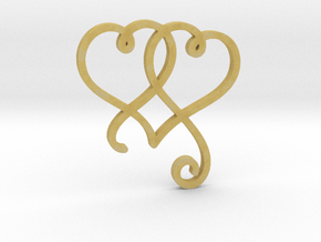 Linked Swirly Hearts (~4mm depth) in Tan Fine Detail Plastic