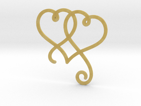 Linked Swirly Hearts (Thin) in Tan Fine Detail Plastic