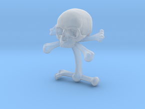 Cufflink Skull & Bones (just one) in Clear Ultra Fine Detail Plastic