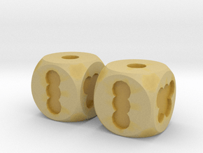 Two Hole Dice, Standard Size 16mm in Tan Fine Detail Plastic
