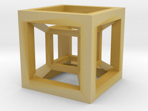 4D Hypercube in Tan Fine Detail Plastic