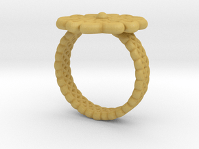 Floral Ring - Size 7 in Tan Fine Detail Plastic