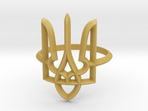 Ukrainian Trident Ring. US 6.0 in Tan Fine Detail Plastic