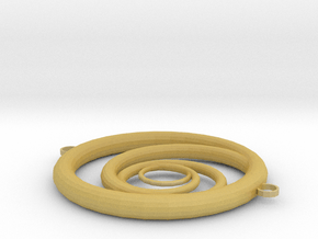 Orbiting Circle Pendant Double Loop in Tan Fine Detail Plastic
