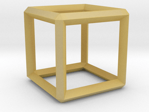 Cube wireframe in Tan Fine Detail Plastic