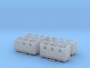 4x 009 FR Quarrymen's carriages Type 3 in Clear Ultra Fine Detail Plastic