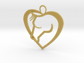 Heart Horse Pendant in Tan Fine Detail Plastic