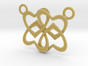 Four Hearts Pendant in Tan Fine Detail Plastic
