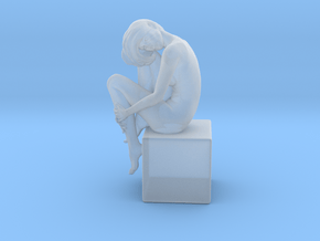 Girl On Box in Clear Ultra Fine Detail Plastic