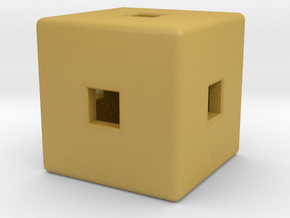 Material Sample (Hollow,) Cube, 10mm in Tan Fine Detail Plastic