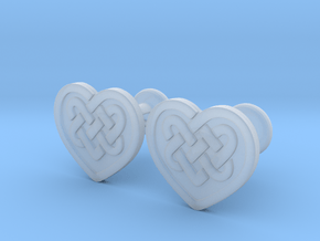 Heart Cufflinks in Clear Ultra Fine Detail Plastic