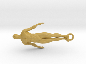 Hanging Man Pendant 3 inch height in Tan Fine Detail Plastic