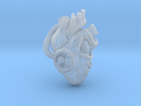 SteamPunk  Heart pendant in Clear Ultra Fine Detail Plastic