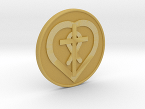 Christain Heart Cross Fish Coin 1 Inch in Tan Fine Detail Plastic