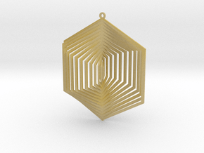  Pendant Wind Spinner 3D Hexagon in Tan Fine Detail Plastic