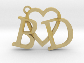 B love D (Key chain - Pendant) in Tan Fine Detail Plastic