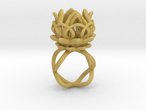 The Lotus Flower Ring / size 7 1/2 US in Tan Fine Detail Plastic