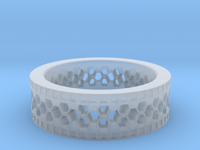 Ring With Hexagonal Holes in Clear Ultra Fine Detail Plastic
