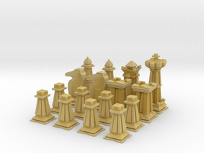 Mini Chess Set - One Player's Pieces in Tan Fine Detail Plastic