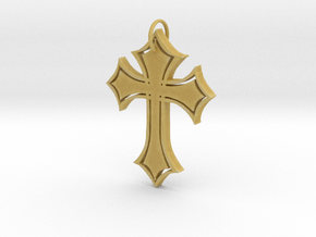 Christian Cross Pendant in Tan Fine Detail Plastic