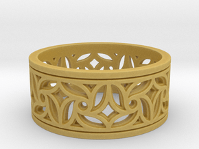 Gothic Pinwheel Tracery Ring (Open) in Tan Fine Detail Plastic