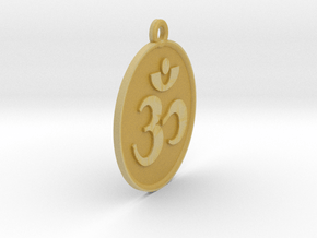 2.1" Om Zen Meditation Medallion/Pendant (5.5cm) in Tan Fine Detail Plastic