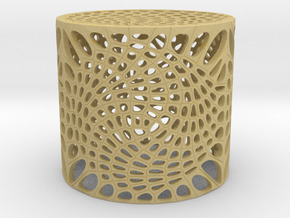 Voronoi capped cylinder lampshade in Tan Fine Detail Plastic
