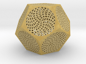 Voronoi Dodecahedron Lampshade ~ 120mm tall in Tan Fine Detail Plastic
