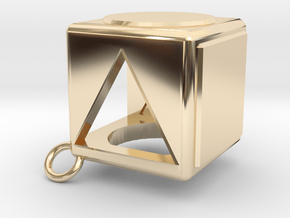 Shape Sorter Box Cube Pendant Keyring in 14K Yellow Gold