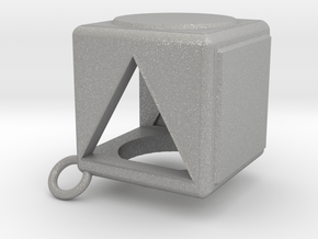 Shape Sorter Box Cube Pendant Keyring in Aluminum