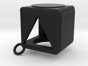 Shape Sorter Box Cube Pendant Keyring in Black Smooth PA12