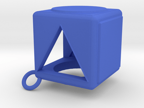 Shape Sorter Box Cube Pendant Keyring in Blue Smooth Versatile Plastic