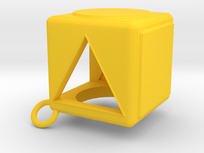 Shape Sorter Box Cube Pendant Keyring in Yellow Smooth Versatile Plastic