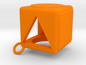 Shape Sorter Box Cube Pendant Keyring in Orange Smooth Versatile Plastic