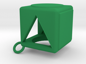 Shape Sorter Box Cube Pendant Keyring in Green Smooth Versatile Plastic