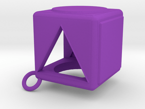 Shape Sorter Box Cube Pendant Keyring in Purple Smooth Versatile Plastic