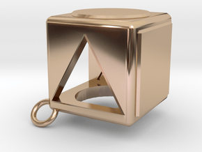 Shape Sorter Box Cube Pendant Keyring in 9K Rose Gold 