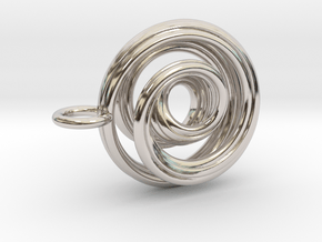 Single Strand Spiral Mobius Pendant in Rhodium Plated Brass