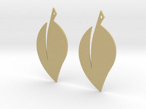 Leaf Earrings V2 in Tan Fine Detail Plastic