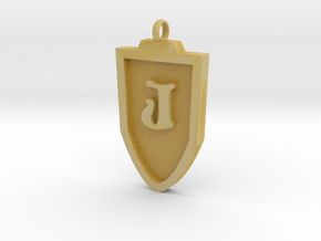 Medieval J Shield Pendant in Tan Fine Detail Plastic