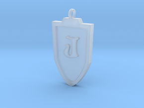 Medieval J Shield Pendant in Clear Ultra Fine Detail Plastic