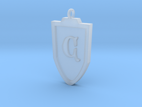 Medieval C Shield Pendant in Clear Ultra Fine Detail Plastic
