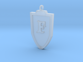 Medieval F Shield Pendant  in Clear Ultra Fine Detail Plastic