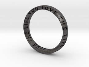  Live The Life You Love - Mobius Ring V2 in Dark Gray PA12 Glass Beads
