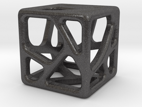 Voronoi Cube Pendant | 10mm in Dark Gray PA12 Glass Beads
