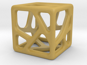 Voronoi Cube Pendant | 10mm in Tan Fine Detail Plastic