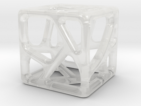 Voronoi Cube Pendant | 10mm in Clear Ultra Fine Detail Plastic