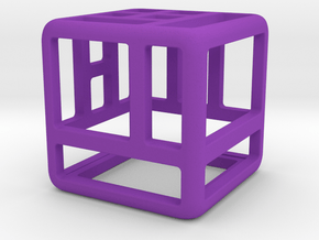 D6 Hollow Block Balanced Dice | Count the Holes in Purple Smooth Versatile Plastic